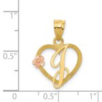 14k Two-Tone Heart Letter J  Initial Pendant - Image 4