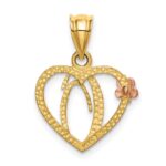 14k Two-Tone Heart Letter O  Initial Pendant - Image 3