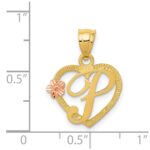 14k Two-Tone Heart Letter P  Initial Pendant - Image 4