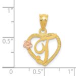 14k Two-Tone Heart Letter T  Initial Pendant - Image 4