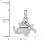 14K White Gold 3-D Faith, Hope and Charity Charm - Image 3