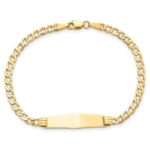 14k Polished Semi-Solid Chain/Solid Plate Cuban Link Soft Diamond Shape 25.5x7.5mm Plate 8 inch ID Bracelet - Image 4