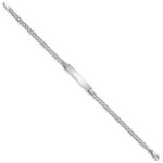 14k White Gold Polished Semi-Solid Chain/Solid Plate Cuban Link 26x5mm Plate 7 inch ID Bracelet - Image 2