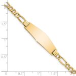 14k Polished Semi-solid Chain/Solid Plate Figaro Link Soft Diamond Shape 28x9.5mm Plate 7 inch ID Bracelet - Image 3