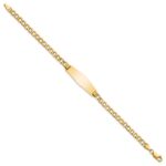 14k Polished Semi-solid Chain/Solid Plate Curb Link Soft Diamond Shape 28x9.5mm Plate 8 inch ID Bracelet - Image 2