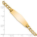 14k Polished Semi-solid Chain/Solid Plate Curb Link Soft Diamond Shape 28x9.5mm Plate 8 inch ID Bracelet - Image 3