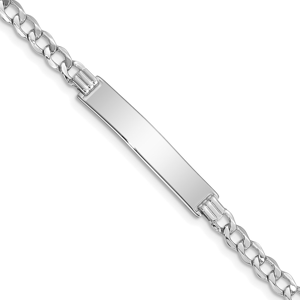 DCID110W-7.jpg 14k White Gold Polished Semi-Solid Chain/Solid Plate Curb Link 33x6.75mm Plate 7 inch ID Bracelet - Image 1