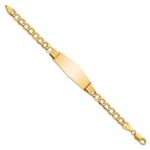 14k Polished Semi-Solid Chain/Solid Plate Curb Link Soft Diamond Shape 39x14mm Plate 8 inch ID Bracelet - Image 2