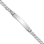 14k White Gold Polished Semi-Solid Chain/Solid Plate Cuban Link 35x7mm Plate 8 inch ID Bracelet
