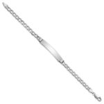 14k White Gold Polished Semi-Solid Chain/Solid Plate Cuban Link 35x7mm Plate 7 inch ID Bracelet - Image 2