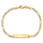 14k Polished Semi-Solid Chain/Solid Plate Figaro Link Soft Diamond Shape 19.5x5.5mm Plate 6 inch Baby/Child ID Bracelet - Image 4