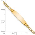 14k Polished Semi-Solid Chain/Solid Plate Figaro Link Soft Diamond Shape 19.5x5.5mm Plate 7 inch ID Bracelet - Image 3