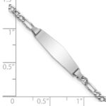 14k White Gold Polished Semi-Solid Chain/Solid Plate Figaro Link Soft Diamond Shape 20x5.5mm Plate 6 inch Baby/Child ID Bracelet - Image 3