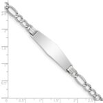 14K White Gold Polished Semi-Solid Chain/Solid Plate Figaro Link Soft Diamond Shape 34x10mm Plate 7 inch ID Bracelet - Image 3