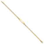 14k Polished Semi-Solid Chain/Solid Plate Anchor Link Soft Diamond Shape 19.5x5.5mm Plate 7 inch ID Bracelet - Image 2