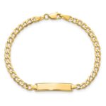 14k Polished Semi-Solid Chain/Solid Plate Cuban Link 19.5x4.5mm Plate 7 inch ID Bracelet - Image 4