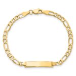 14k Polished Semi-Solid Chain/Solid Plate Figaro Link 20.3x4.4mm Plate 6 inch Baby/Child ID Bracelet - Image 4