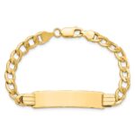 14k Polished Semi-Solid Chain/Solid Plate Curb Link 37.5x10mm Plate 8 inch ID Bracelet - Image 4