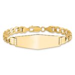 14k Polished Semi-Solid Chain/Solid Plate Curb Link Soft Diamond Shape 39x14mm Plate 7 inch ID Bracelet - Image 3