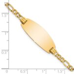 14k Polished Semi-Solid Chain/Solid Plate Figaro Link Oval 25x11.2mm Plate 7 inch ID Bracelet - Image 3