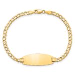 14k Polished Semi-Solid Chain/Solid Plate Curb Link Oval 25x11.5mm Plate 7 inch ID Bracelet - Image 4