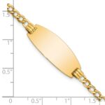 14k Polished Semi-Solid Chain/Solid Plate Curb Link Oval 25x11.5mm Plate 7 inch ID Bracelet - Image 3