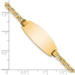 14k Polished Semi-Solid Chain/Solid Plate Anchor Link Oval 25x11.2mm Plate 7 inch ID Bracelet - Image 3