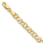 14k 4mm Solid Double Link with Hearts Charm Bracelet