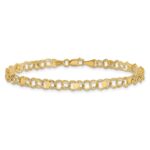 14k 4mm Solid Double Link with Hearts Charm Bracelet - Image 3