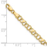 14k 4mm Solid Double Link with Hearts Charm Bracelet - Image 5