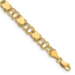 14k 6mm Solid Double Link with Hearts Charm Bracelet