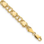 14k 7mm Solid Double Link with Hearts Charm Bracelet