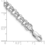 14k White Gold 5.5mm Diamond-cut Solid Heavy Double Link Charm Bracelet - Image 3