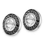 14k White Gold 1/3 carat Black Diamond Circle Earring Jackets - Image 2