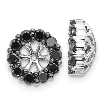 14k White Gold 5/8 carat Black Diamond Circle Earring Jackets