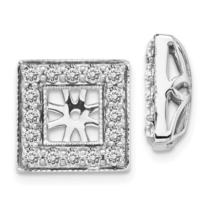 14k White Gold 7/8 carat Diamond Square Earring Jackets