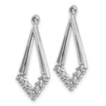 14k White Gold 1/4 carat AA Diamond Kite-Shaped Earring Jackets - Image 2