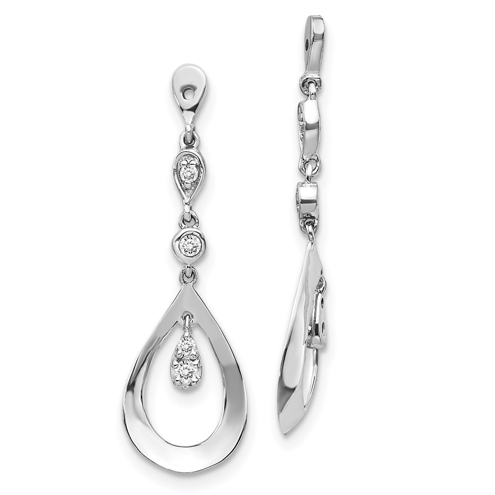EJM5343-013-WA.jpg 14k White Gold 1/8 carat Diamond Teardrop Dangle Earring Jackets - Image 1