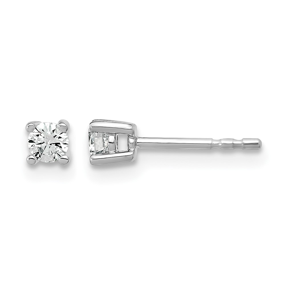 EM1006-020-WAA-7.jpg 14k White Gold 1/5 carat Lab Grown Diamond VS/SI+ G+ Round Complete Four Prong Heavyweight Stud Earrings - Image 1