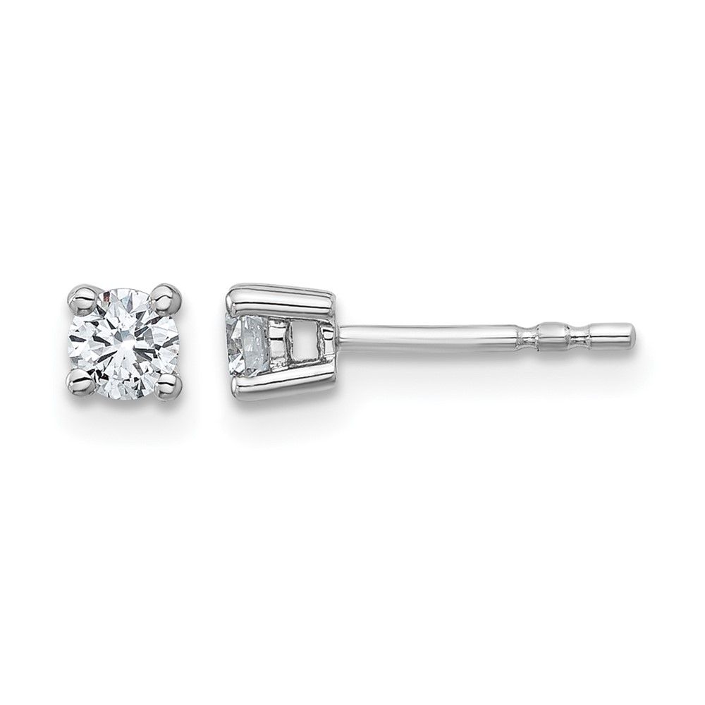 EM1006-033-WAA-5.jpg 14k White Gold 1/3 carat Certified Lab Grown Diamond VS/SI+ G+ Round Complete Four Prong Heavyweight Stud Earrings - Image 1