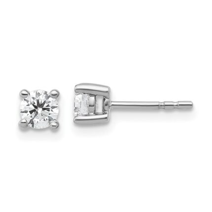 18k White Gold 1/2 carat Certified Lab Grown Diamond VS+ F+ Round Complete Four Prong Stud Earrings