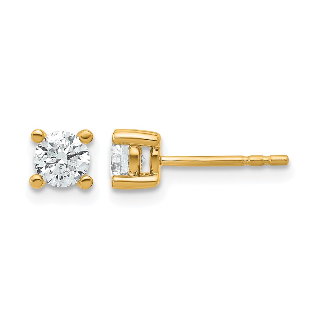 EM1006-066-YAA-6.jpg 14k 5/8 carat Lab Grown Diamond VS/SI+ G+ Round Complete Four Prong Heavyweight Stud Earrings - Image 1