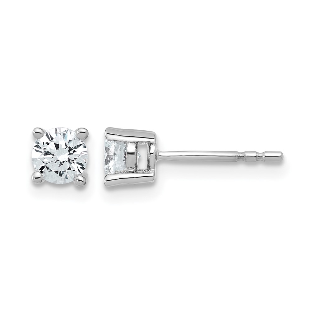 EM1006-075-WAA.jpg 14k White Gold 3/4 carat Certified Lab Grown Diamond VS+ F+ Round Complete Four Prong Heavyweight Stud Earrings - Image 1