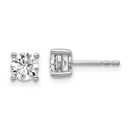 18k White Gold 1 carat Certified Lab Grown Diamond VS+ F+ Round Complete Four Prong Stud Earrings