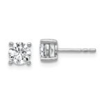 Sterling Silver Rhodium-plated 1 carat Lab Grown Diamond VS+ F+ Round Complete Four Prong Stud Earrings