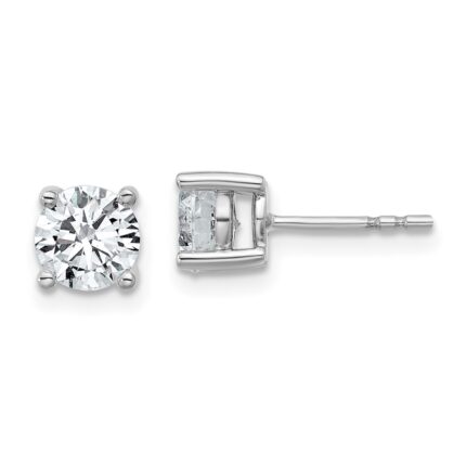 18k White Gold 1/2 carat Certified Lab Grown Diamond VS+ F+ Round Complete Four Prong Stud Earrings