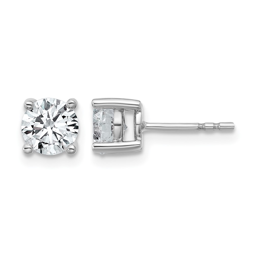 EM1006-150-WAA-6.jpg 14k White Gold 1 1/2 carat Lab Grown Diamond VS/SI+ G+ Round Complete Four Prong Heavyweight Stud Earrings - Image 1