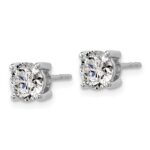 Sterling Silver Rhodium-plated 2 carat Lab Grown Diamond VS/SI+ G+ Round Complete Four Prong Stud Earrings - Image 2