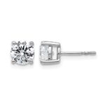 14k White Gold 2 carat Certified Lab Grown Diamond VS+ F+ Round Complete Four Prong Heavyweight Stud Earrings