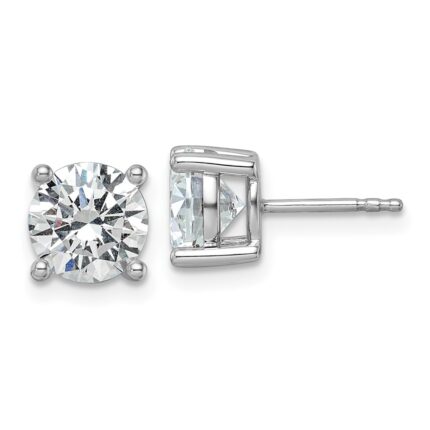 Platinum 3 carat Certified Lab Grown Diamond VS+ F+ Round Complete Four Prong Stud Earrings